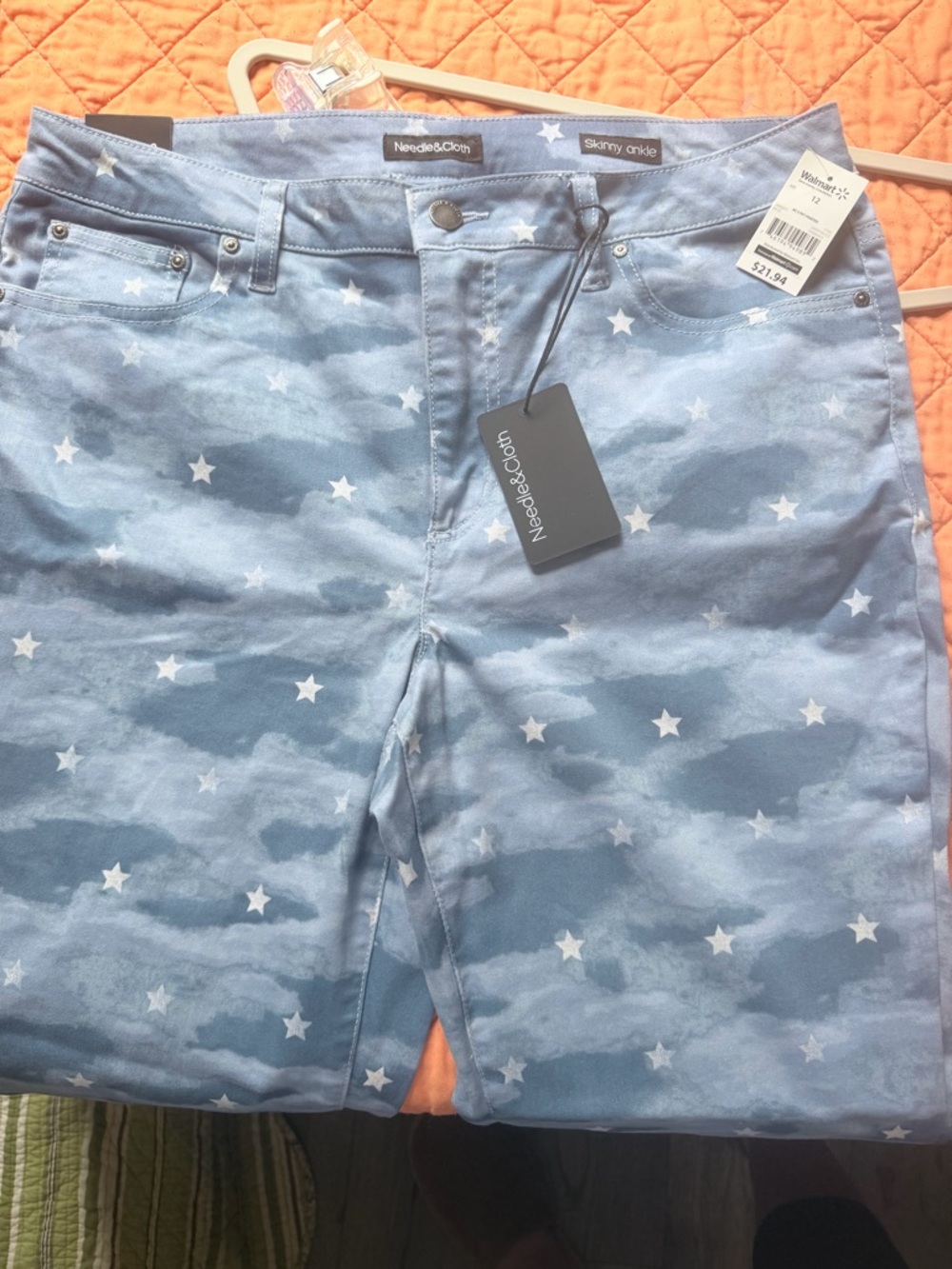 Needle & Cloth Light Blue Star Print Skinny Jeans